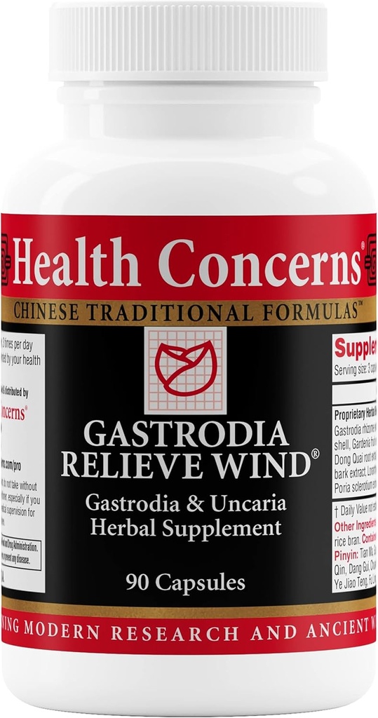 Health Concerns Gastrodia Relieve Wind – Headache, Dizziness & Liver Support – Chinese Herbal Formula with Gastrodia, Uncaria, Skullcap, & Dong Quai – Blood Circulation Supplement – 90 Capsules