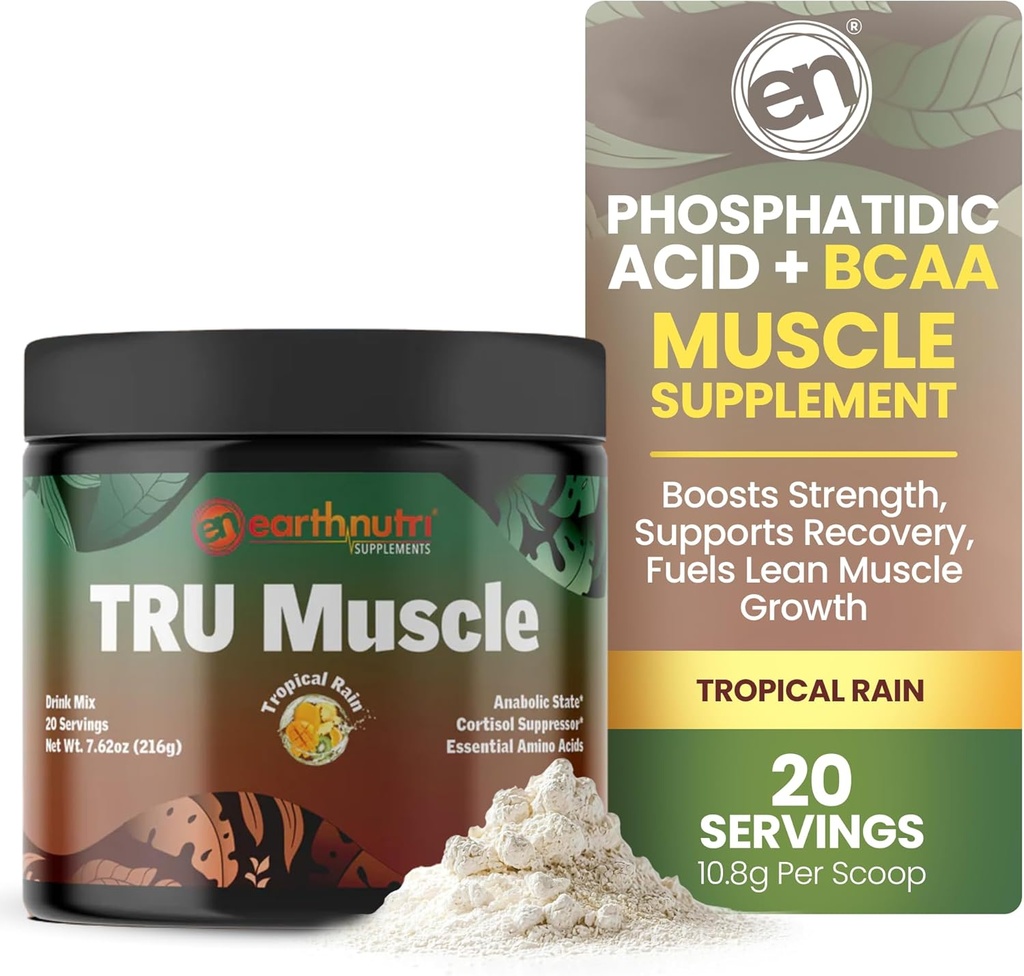 EarthNutri Phosphatidic Acid Supplement with SerinAid - Muscle Strength with Mediator Phosphatidic Acid & Phosphatidylserine - Supports Strength & Recovery - 20 Servings - Non-GMO, Gluten-Free - 216g