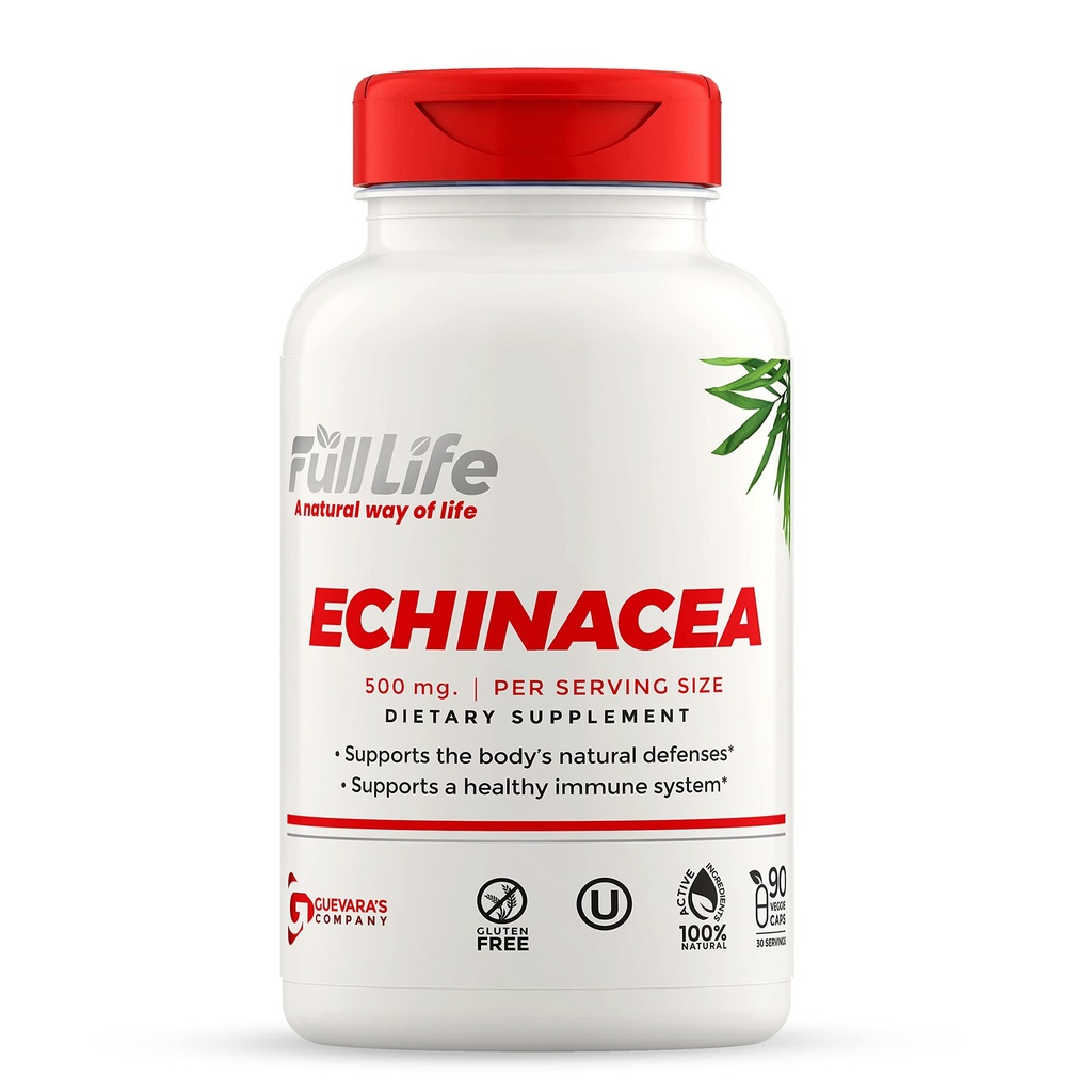 Full Life Echinacea Capsules - Herbal Dietary Supplements - Immune Support Supplement - Echinacea Purpurea Pills for Women and Men -Kosher, Gluten Free - 90 Veggie Capsules