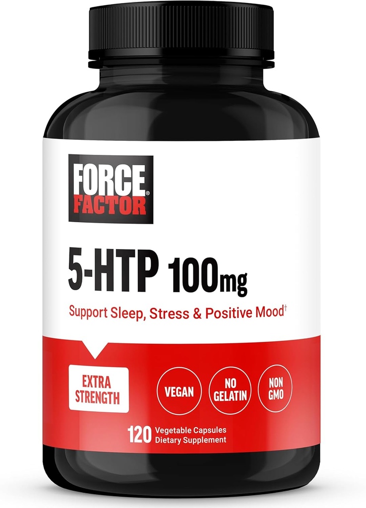 FORCE FACTOR 5HTP Sleep Aid and Mood Support Supplement, Extra Strength 5 HTP, Natural Sleep Supplement for Adults to Support Calm and Stress Balance, Vegan, Non-GMO, 120 Κάψουλες