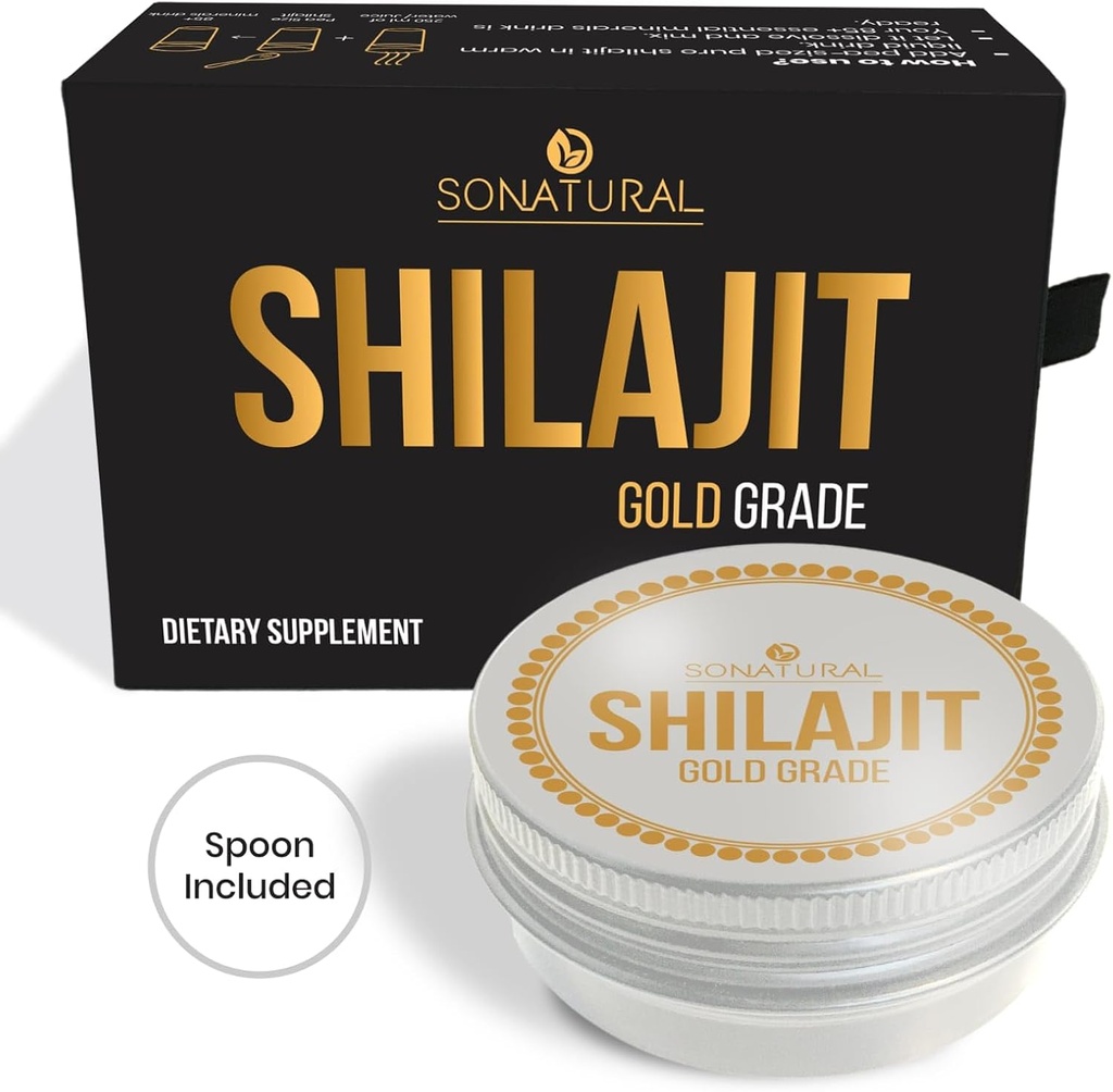 Sonatural Shilajit Pure Himalayan Organic - 30g Gold Grade 100% Pure Shilajit Resin with Fulvic Acid & 85+ Trace Minerals Complex for Energy & Immune Support, (2 Μήνες Προσφορά)