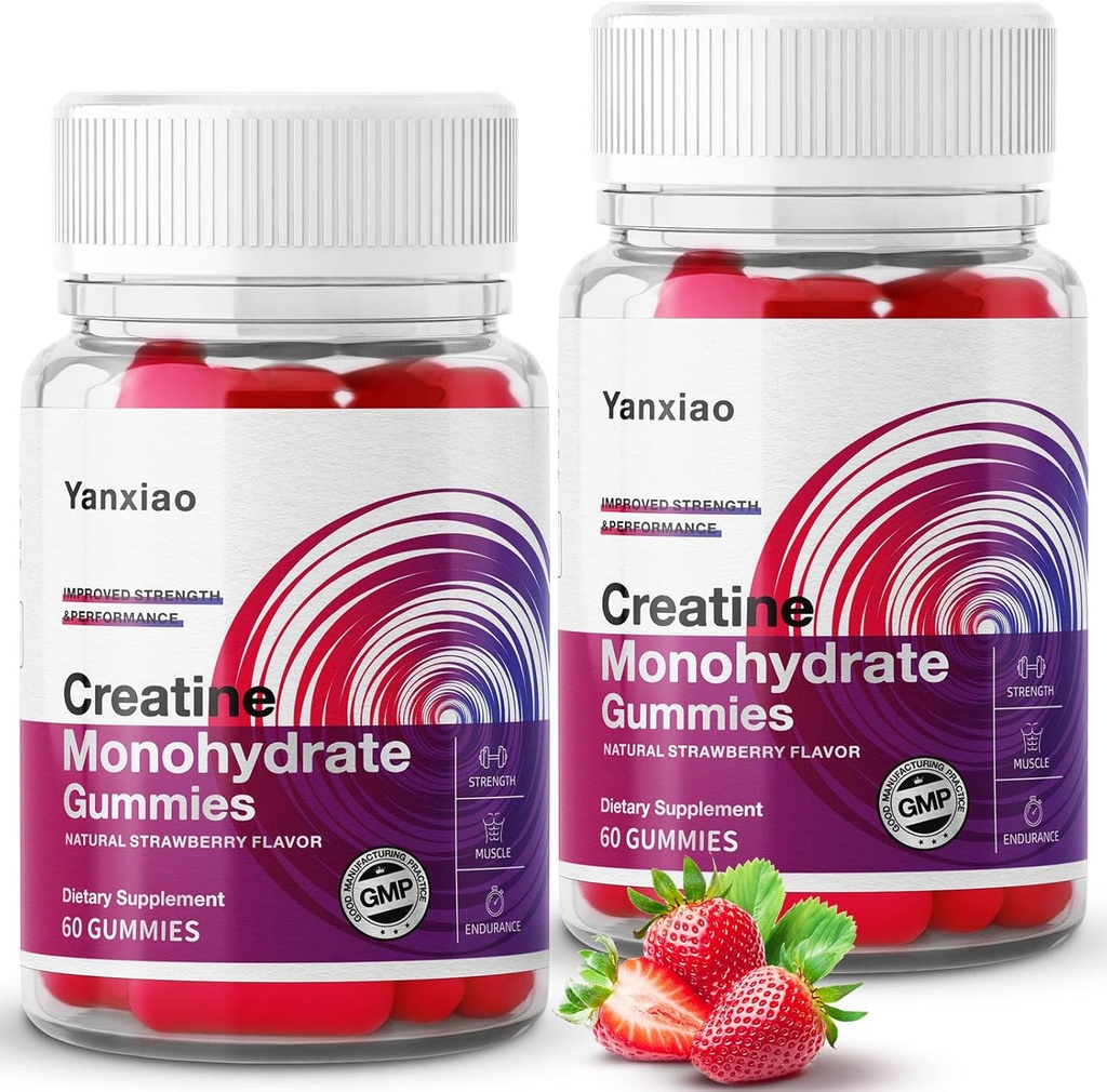 yanxiao Creatine Μονοένυδρη Gummies 5g για άνδρες & γυναίκες, Anti-Melting Formula, Sugar Free Creatine Chews για μυϊκή ανάπτυξη και δύναμη, Περιέχει βιταμίνη C και άλλα θρεπτικά συστατικά (120 Count)