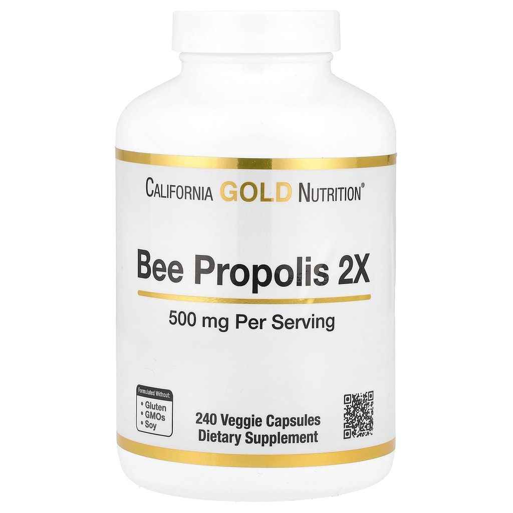 California Gold Nutrition Bee Propolis 2X Potency, συμπυκνωμένο εκχύλισμα 500 mg, ισοδύναμο με 1000 mg Natural Propolis, Υποστήριξη Ανοσολογική Υγεία & Ζωτικότητα*, 240 Κάψουλες Veggie