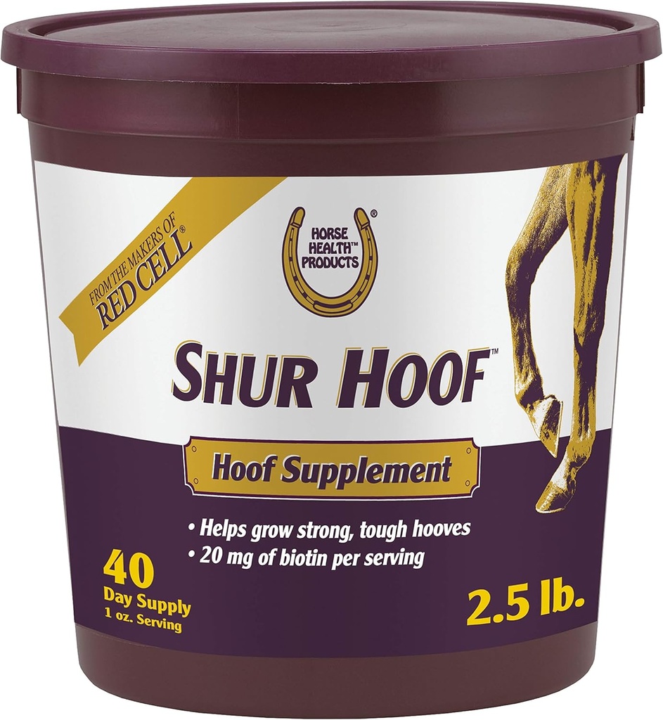Horse Health Shur Hoof Hoof Supplement for Horses, Helps Grow Strong, Tough Hooves, 2.5 Pound, 40 Day Supply