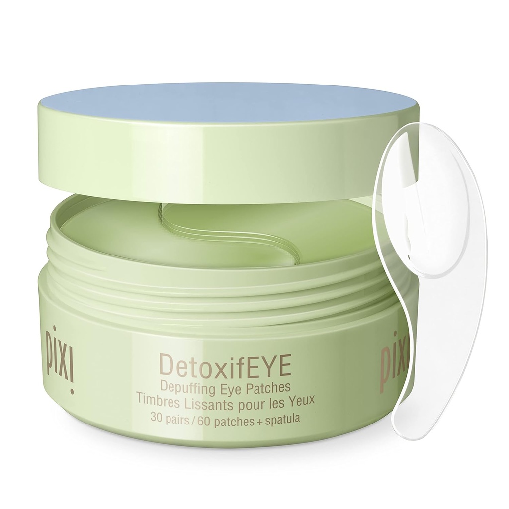Pixi DetoxifEYE Depuffing Hydrogel Under-Eye Patches, Αγγούρι, Υαλουρονικό Οξύ & Καφεΐνη Για Παφύ Eyes και Σκοτεινούς Κύκλους, Ενυδατική Περιοχή ματιών, 30 ζεύγη, 60 Patches