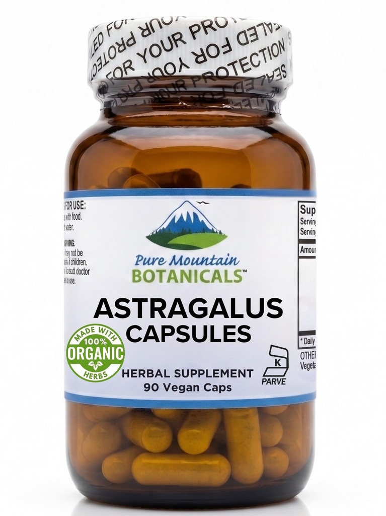 Αγνή Βοτανική του Βουνού Astragalus Ρίζα Κάψουλες - 90 Kosher Vegan Caps με 470mg Βιολογικό Astragalus