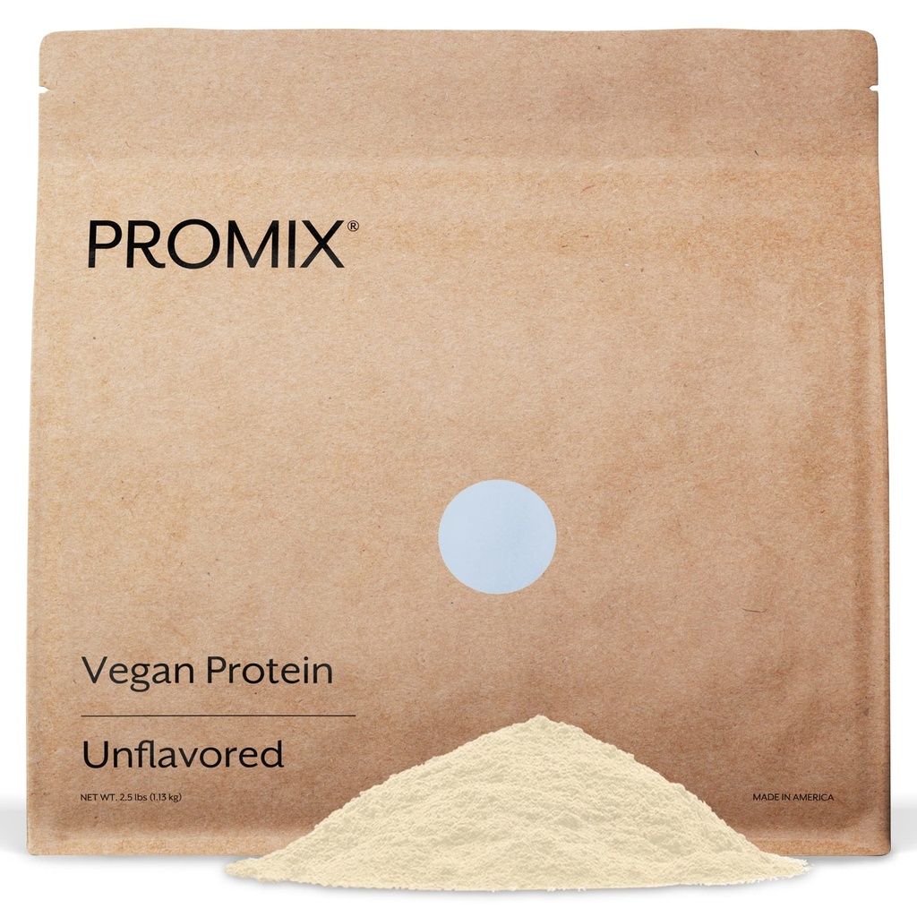 ProMix Nutrition Plant-Based Vegan Protein Powder, Unflavored - Πρωτεΐνη μπιζελιού & βιταμίνη B-12 - -Post Proout Fitness & Nutrition Shakes, Smoothies, Ψήσιμο & Μαγειρική Συνταγές - 2,5 Λίρες (πακέτο του 1)
