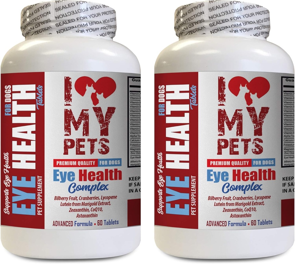 I love my PETS LLC Dog Eye Health Supplements - Dog Eye Health Complex - Premium Formula - Vet Προτεινόμενο - Σκύλος Cranberry - 2 μπουκάλια (120 Treats)