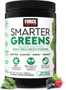 Force Factor Smarter Greens Daily Wellness Powder, Greens Superfood Powder to Support Gut Health, Bloating, & Digestion, with 40+ Superfoods, 125 Million CFUs of Probiotics, Unflavored, 30 Servings