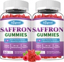 2 συσκευασίες Saffron Gummies - Συμπλήρωμα χωρίς ζάχαρη Saffron για τους άνδρες συμπλήρωμα υποστήριξης διάθεσης γυναικών με εκχύλισμα σαφράν, πάθος λουλούδι, μαγνήσιο και βιταμίνες για χαλάρωση, εστίαση, άρωμα βατόμουρο