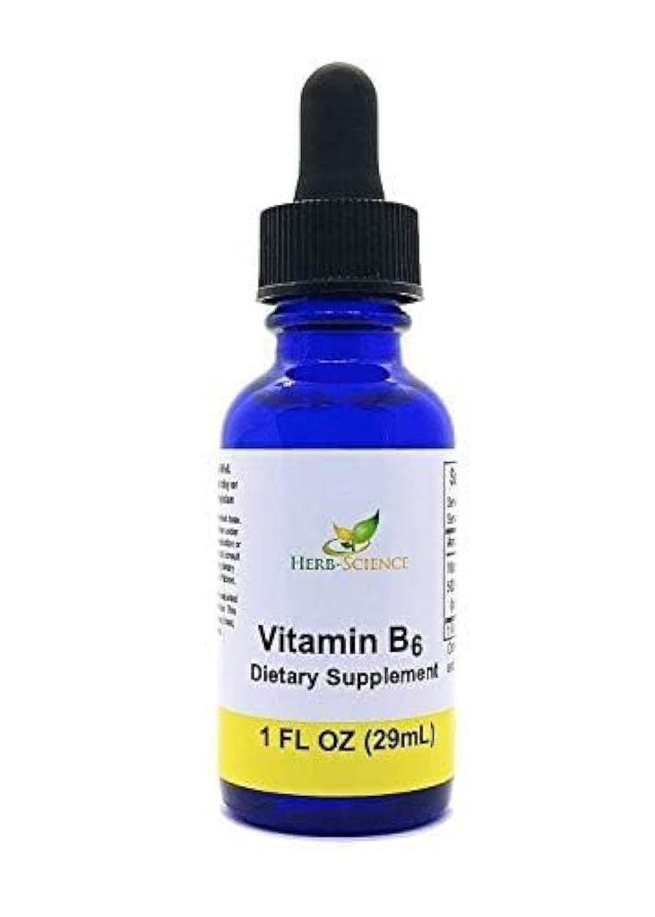 Σταγόνες Υγρής Βιταμίνης Β6 - Pyridoxine Extract Συμπλήρωμα διατροφής για την υποστήριξη της λειτουργίας του εγκεφάλου, της ανοσίας, του νευρικού συστήματος, της υγείας της καρδιάς, του μεταβολισμού - 500% DV, 36 μερίδες ανά φιάλη - 1 fl. oz.