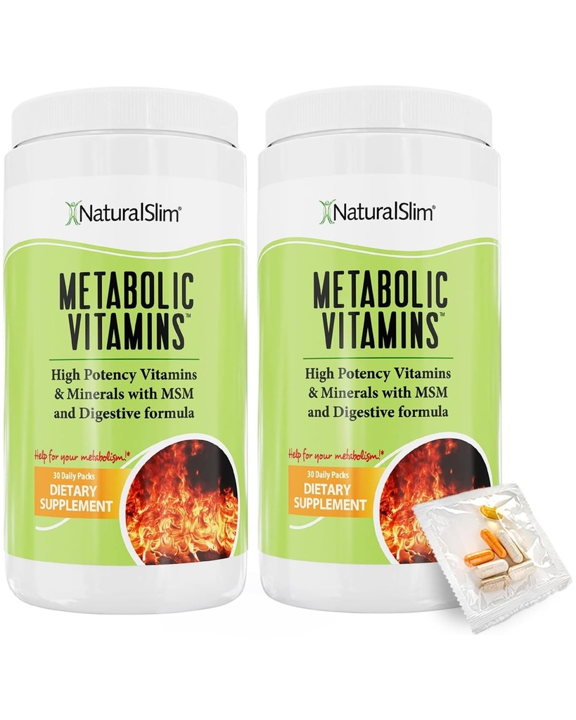 NaturalSlim Μεταβολικές Βιταμίνες - Συνδυασμός Υψηλής Ισχύος Πολυβιταμίνες, Ορυκτά, B Complex, Msm, & Digestive Συμπληρώματα Φόρμουλας για άνδρες & γυναίκες - Ενέργεια & Μεταβολισμός Υποστήριξη - 2 Pack