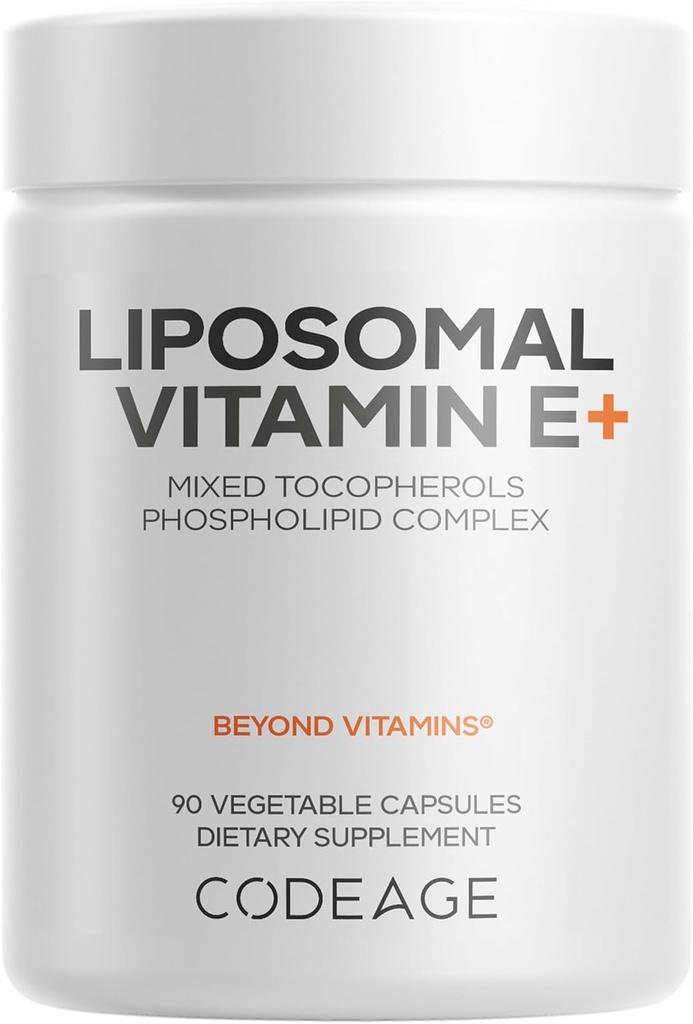 Codeage Liposomal Vitamin E Supplement - Όλες οι τοκοφερόλες βιταμίνης Ε - 3-μηνη προσφορά - Αλφά Τοκοφερόλες, Beta, Gamma, και Delta - Λιποσωμικές Μικτές Τοκοφερόλες - Μη ΓΤΟ Φωσφολιπίδια - 90 Κάψουλες