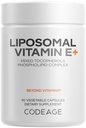 Codeage Liposomal Vitamin E Supplement - All Vitamin E Tocopherols - 3-Month Supply - Alpha Tocopherols, Beta, Gamma, and Delta - Liposomal Mixed Tocopherols - Non-GMO Phospholipid - 90 Capsules