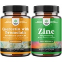 Δέσμη της καθαρής Quercetin με Bromelain συμπλήρωμα + 500mg κάψουλες για ανοσοενισχυτική υποστήριξη & αναπνοή και ψευδάργυρο 50mg - Ενισχύστε το δέρμα των μαλλιών και τα νύχια - Εύκολη να καταπιούν ισχυρά δισκία για ενήλικες