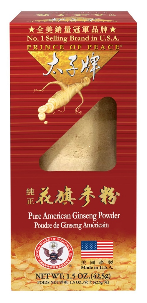 Prince of Peace 100% Wisconsin Αμερικανική Ginseng σκόνη (Panax Quinquefolium), κουτί δώρων 1.5oz