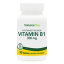Natures Plus Βιταμίνη Β1 (Thiamin HCI), Παρατεταμένη απελευθέρωση - 300 mg, 90 χορτοφαγικά δισκία - Χωρίς γλουτένη - 90 Σερβιέτες