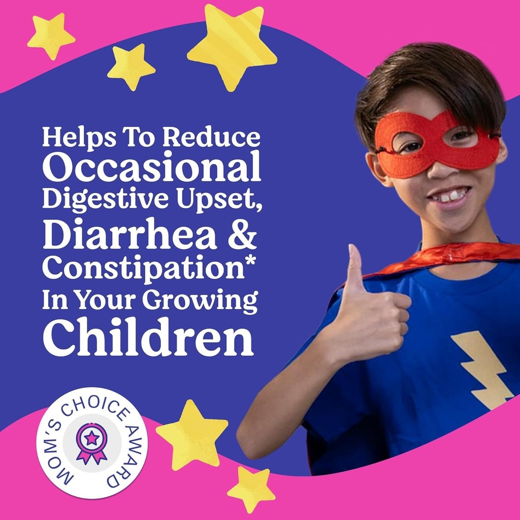 LOVEBUG Προβιοτικά για τα παιδιά – Προβιοτικά Μασώμενα με προβιοτικές ίνες για την ηλικία 4+,Daily Children's Gut Health & Digestive Υποστήριξη συμπλήρωμα, ζάχαρη-ελεύθερο άρωμα μούρου, 60 Count