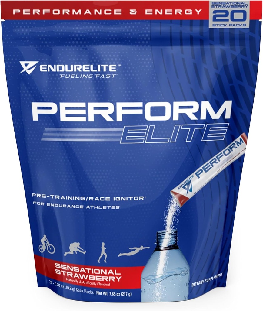 EndurElite Perform Elite- προ προπόνηση συμπλήρωμα σκόνης - πριν την προπόνηση για τους αθλητές αντοχής- 20 υπηρεσία τσάντα-αισθητική φράουλα