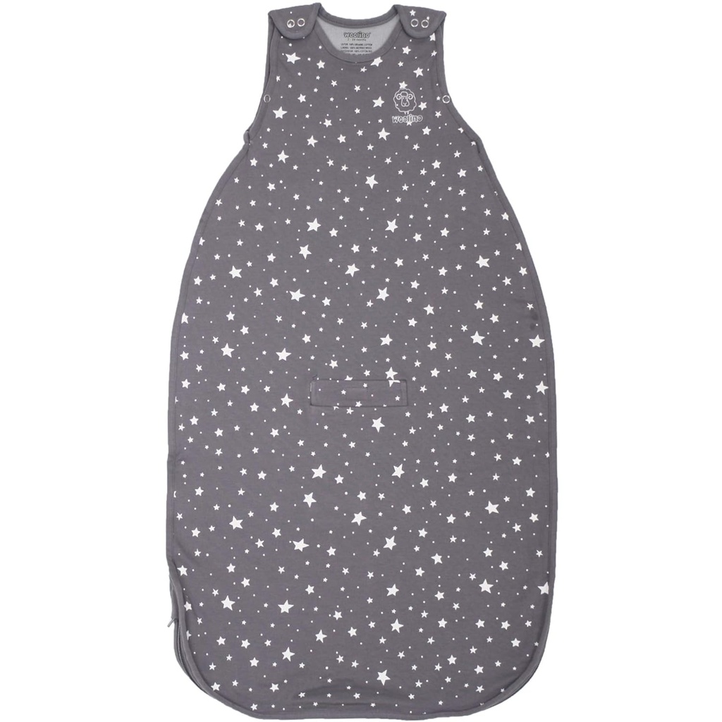 Woolino Toddler Sleeping Sack, 4 σεζόν, Merino Wool και οργανικό βαμβάκι, Baby Sleep Bag, 2-4 χρόνια, Star Gray