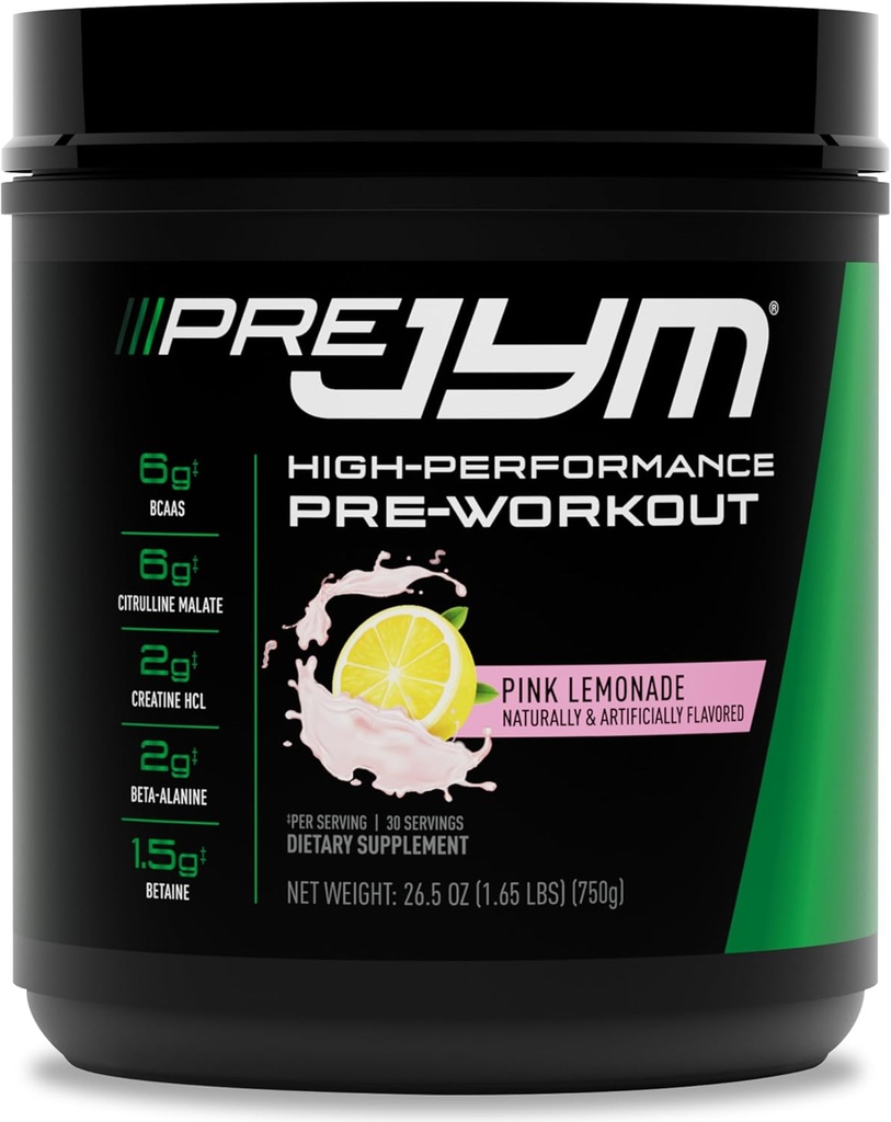 JYM Supplement Science Pre JYM Pink Lemonade Pre Workout Powder for Men & Women, BCAAs, Nootropics, Creatine HCI, Citrulline, Beta-Alanine, Betaine, Taurine, Huperzine, 30 Servings