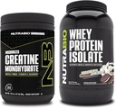 NutraBio Creatine Monohydrate, Unflavored, 300g και Whey Protein Isolate, Ice Cream Cookie Dream, Συμπλήρωμα Bundle - μυϊκή ενέργεια, Lean μυϊκή ανάπτυξη, ανάκτηση, και δύναμη