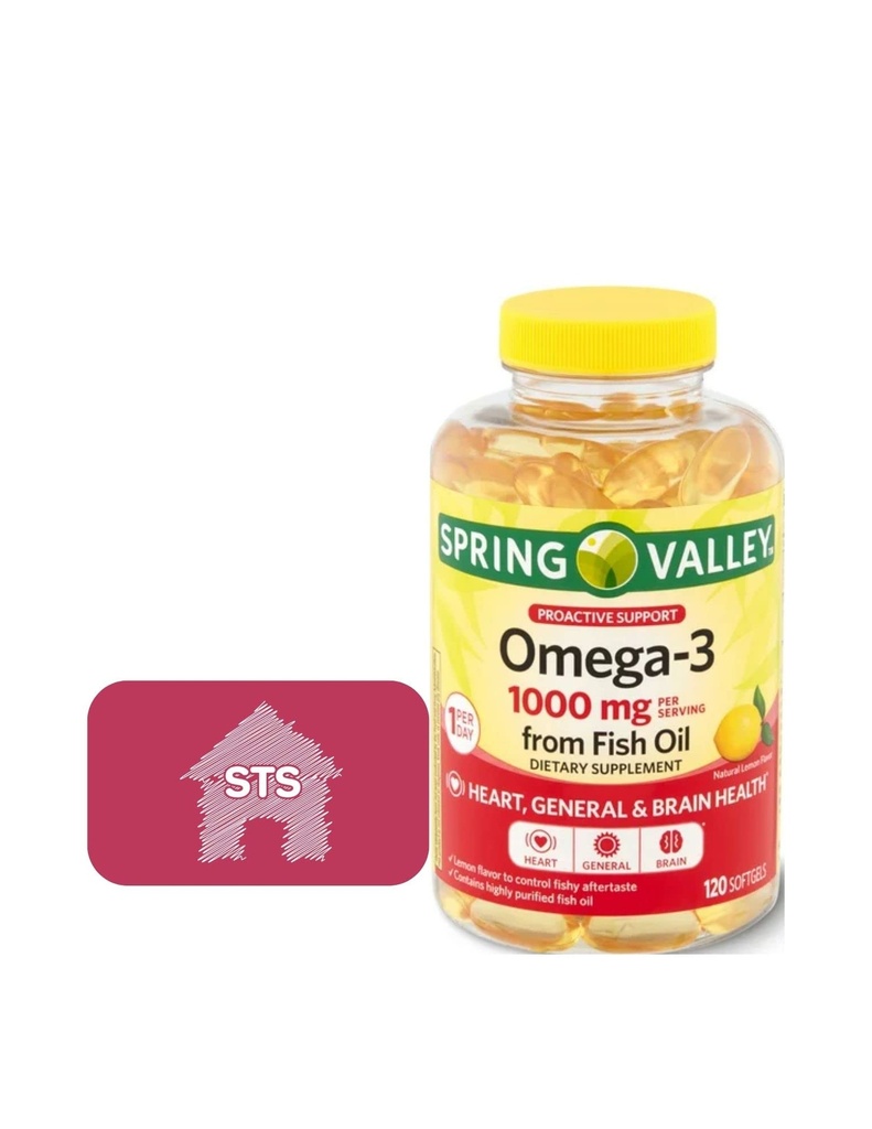 Spring Valley Omega-3 από το ιχθυέλαιο, 1000 mg, 120 Count + STS Sticker.