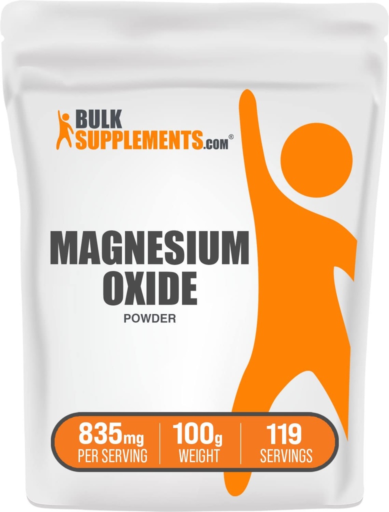 BulkSupplements.com σκόνη οξειδίου του μαγνησίου - συμπλήρωμα οξειδίου του μαγνησίου, συμπλήρωμα ορυκτού - Βαθμός τροφίμων & Χωρίς γλουτένη, 835mg ανά υπηρεσία, 100g (3, 5 oz) (πακέτο του 1)