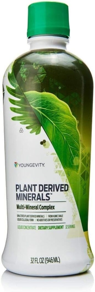 Youngevity Plant Derived Liquid Minerals - 77+ Natural Unaltered Trace Minerals - 19,000mg Plant Mineral Solids - Colloidal Form Humic Shale - (32 oz Pack of 1)
