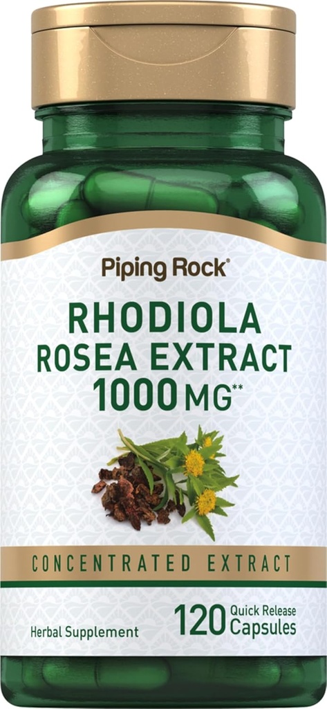 Piping Rock Rhodiola Rosea Extract Supplement | 1000mg | 120 Capsules | Concentrated Herbal Root | Non-GMO, Gluten Free
