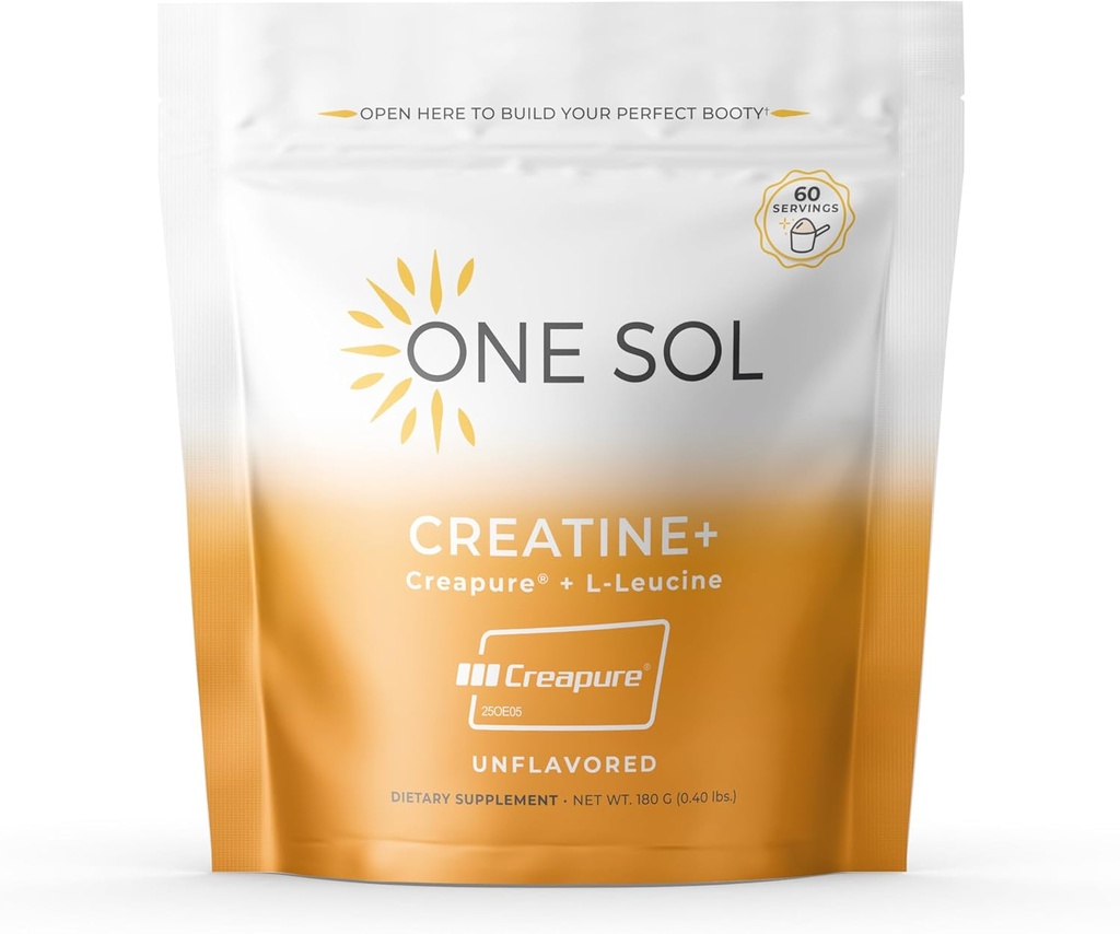 One Sol Creatine για τις γυναίκες Booty Gain, όλα τα φυσικά γυναικεία Creatine Powder w Creapure & Leucine, Αύξηση Lean μυϊκή μάζα, μείωση του χρόνου αποκατάστασης, προωθεί την υγεία του εγκεφάλου και των οστών (Unfraved, 60 εξυπηρετούν)