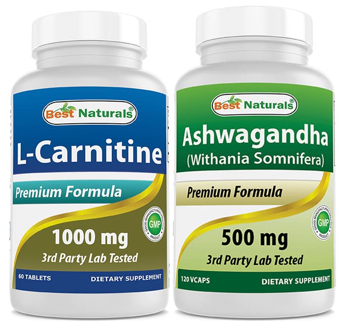 Best Naturals L-καρνιτίνη 1000mg & εκχύλισμα Ashwagandha 500 Mg
