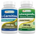 Best Naturals L-καρνιτίνη 1000mg & εκχύλισμα Ashwagandha 500 Mg