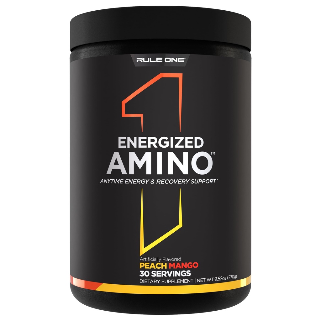 Κανόνας 1 Energized Amino – Ανά πάσα στιγμή την ενέργεια και την ανάκτηση υποστήριξη με BCAAs, Γλουταμίνη, κιτρουλίνη, βήτα αλανίνη, και καφεΐνη από πράσινο καφέ & φύλλα τσαγιού (30 εξυπηρετούν, Ροδάκινο Mango)