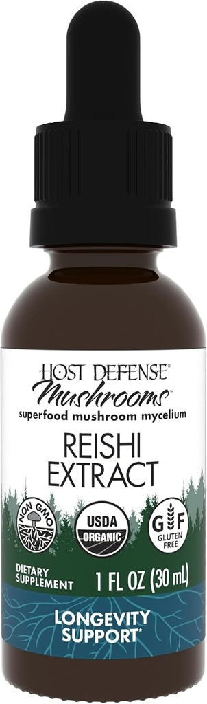 Host Defense Reishi Extract - Heart & Immune Health Support Supplement - συμπλήρωμα μανιταριών για την υποστήριξη της ενέργειας & ζωτικότητα - συμπλήρωμα Reishi για να βοηθήσει Γενική Well-Being - 1 fl oz (30 υπηρεσίες)*