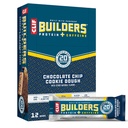 CLIF BUILDERS + Caffeine Protein Bars - Chocolate Chip Cookie Dough Flavor - 20g Plant Based Protein - Gluten Free - Non-GMO - Low Glycemic - No Artificial Sweeteners - 2.4 oz. (12 Pack)