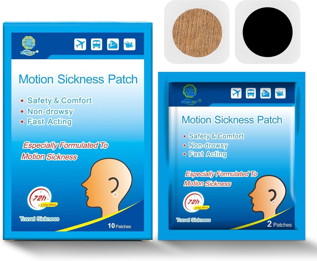 KONGDY 10 Counts Motion Aσθενεία Patches για Παιδιά Ενήλικες, Seasick Patch for Cruise from Travel with Waterproof and Non Drysy, Sea Aσθενείς Patches Πίσω από το αυτί