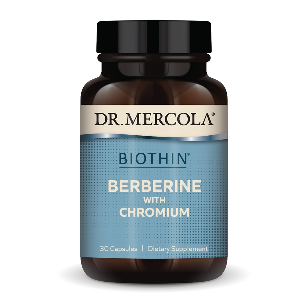Dr. Mercola Biothin Berberine με Χρώμιο - Υποστηρίζει Υγιής Μεταβολική Λειτουργία - Ενισχυμένη Απορρόφηση - Μη ΓΤΟ, Χωρίς Γλουτένη & Χωρίς Σόγια - 30 Κάψουλες (30 Σερβιέτες)