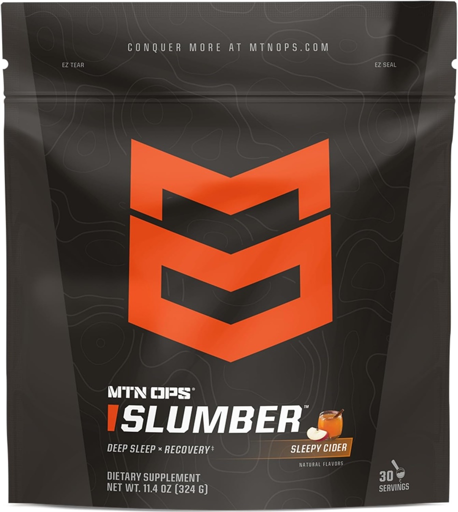 MTN OPS Slumber Sleep Aid for Muscle Recovery & Deep Sleep, Sleepy Cider Sleep Support Powder Drink Mix, 30 Services