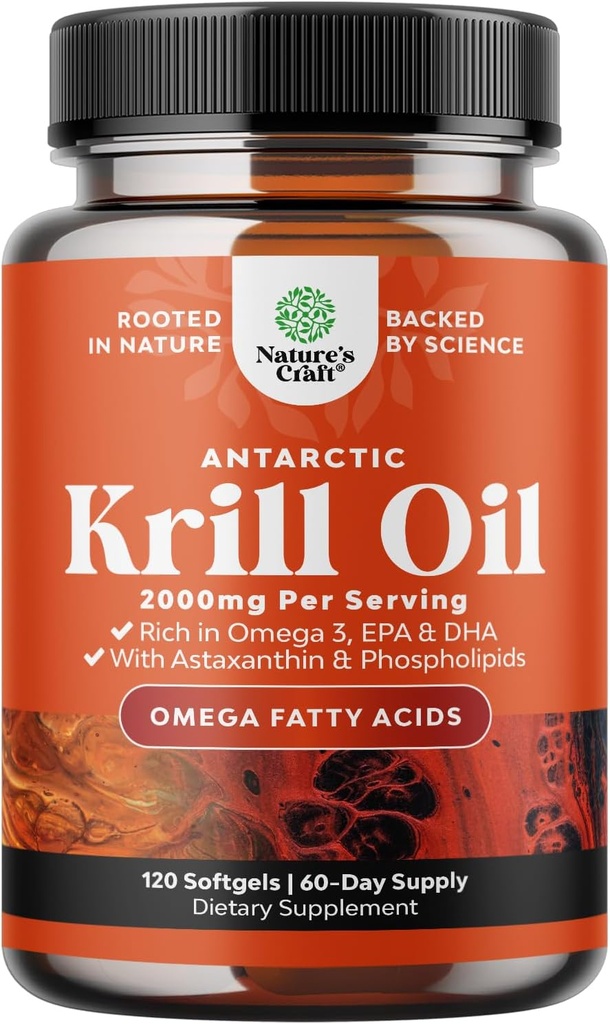 Έλαιο κριλ Ανταρκτικής 2000mg Softgels ανά υπηρεσία - Omega 3 συμπλήρωμα λαδιού κριλ με EPA DHA & Ασταξανθίνη - 3ο εργαστήριο μέρος δοκιμαστεί δεν γλουτένη ΓΤΟ ή ψαρική επίγευση - 2 μήνες