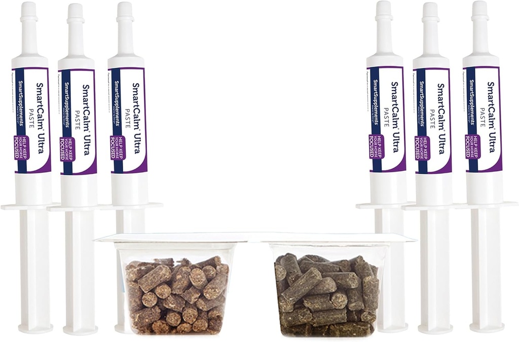 SmartEquine Stress Ease & SmartCalm Ultra Paste 6 Tubes Bundle | No Added Herbs or Sugar, Equine Supplement, Helpful with Skittish Horses