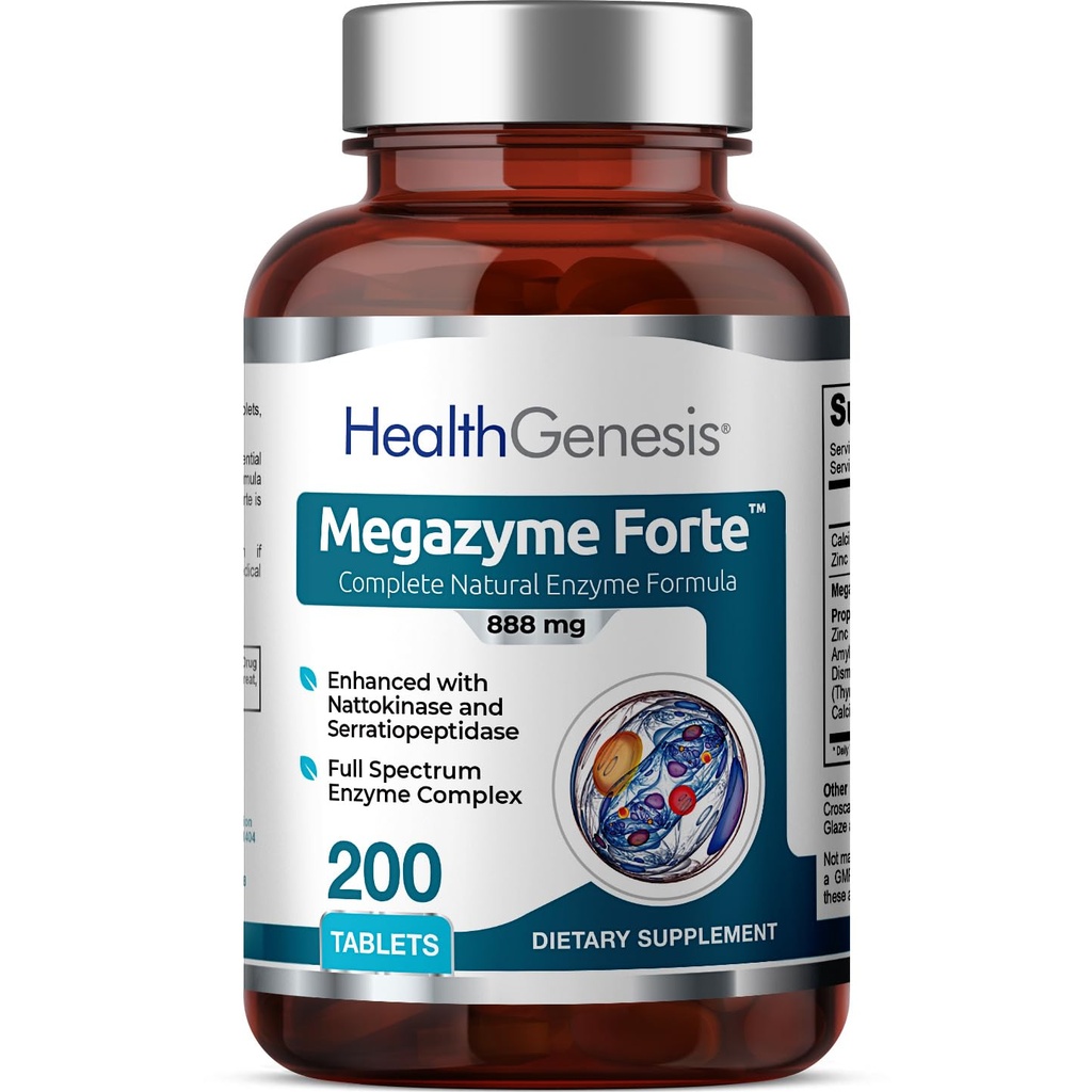 Megazyme Forte 200 Tablets - Φυσικό φυτό Proteolytic Enzymes Nattozimes Serrazimes Υποστηρίζει το Digestive System Immune Health