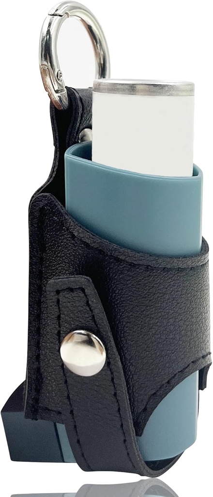 Θήκη ταξιδιού κατόχου για το άσθμα Inhaler, Συμπαγής Θήκη για Handy Inhaler για ενήλικες και παιδιά (Case Only) (Μαύρο-Μαύρο)