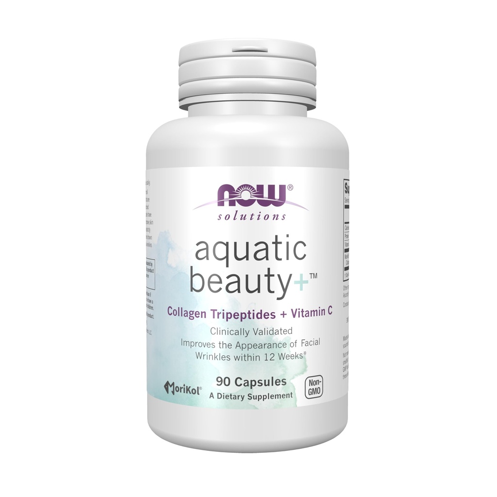 Now Solutions Aquatic Beauty+ Capsules - Marine Collagen and Vitamin C Supplement for Youthful Skin*, Non-GMO, 60 Capsules