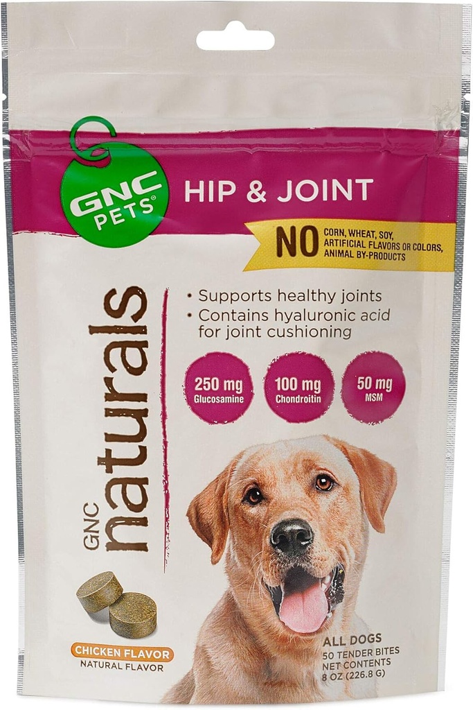 GNC Κατοικίδια ζώα Hip & κοινές διαγωνισμοί τσιμπήματα στο κοτόπουλο άρωμα, Κοτόπουλο συμπλήρωμα κοινού Chews για υγιείς αρθρώσεις, Βιταμίνες & Ορυκτά ζώα Υποστήριξη της κινητικότητας των σκύλων με GNC Pet Vitamin Mineral Formula, 50 Count