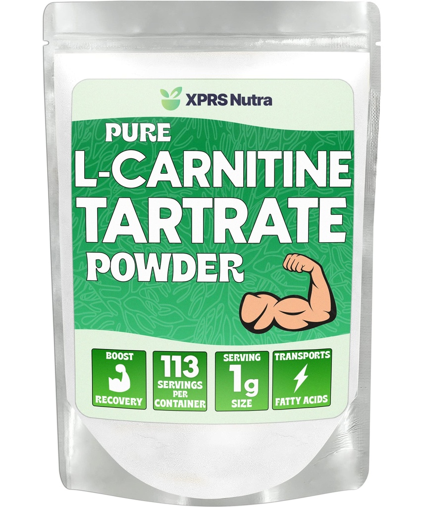 XPRS Nutra L Carnitine L Tartrate Powder - Premium Pure L Carnitine Tartrate - L-Καρνιτίνη - Vegan Friendly Μαζική L Carnitine σκόνη - Amino Acid συμπλήρωμα (4 ουγγιά)