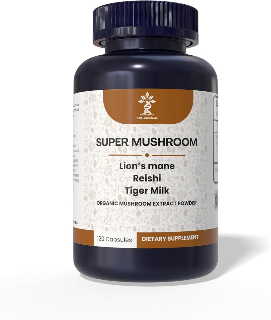 Super Mushroom Extract, 3 Μανιτάρια, Mane Mushroom Lion, Reishi Mushroom, Tiger Mushroom Γάλα, συμπλήρωμα στήριξης Immune
