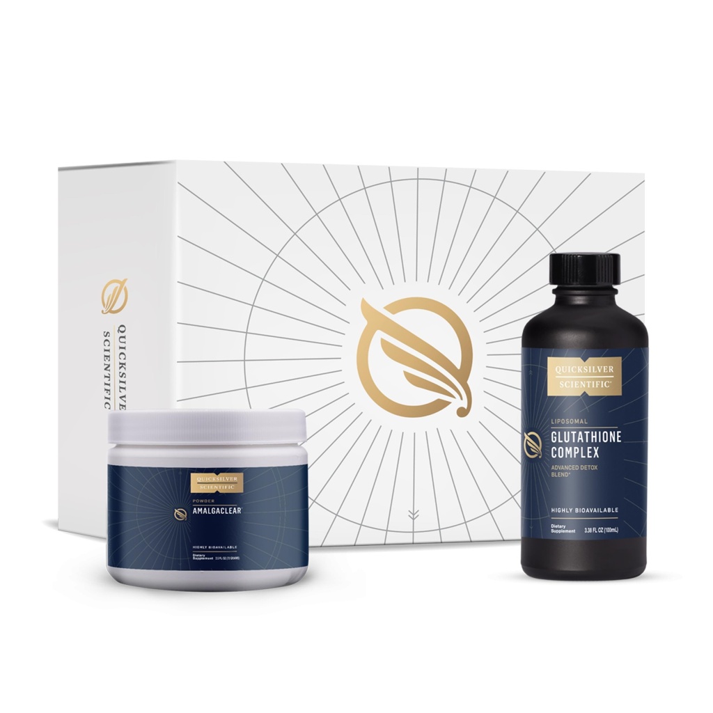 Πρωτόκολλο Quicksilver Scientific MerProtect - 2-Product Liver + GI Cleanse Kit, Liposomal Glutathione Complex Supplement, Cleansing Support with Milk Thittle (2 Piece Kit with Program)