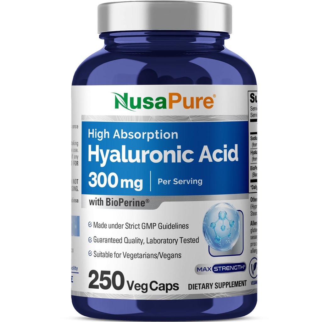 NusaPure Υαλουρονικό Οξύ 300mg 250 Κάψουλες Veggie (Non-GMO, Vegan)