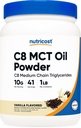 Nutricost C8 MCT Oil Powder 1LB (16oz) Vanilla Flavor - 95% C8 MCT Oil Powder, Best for Keto Diets, Non-GMO, Χωρίς γλουτένη